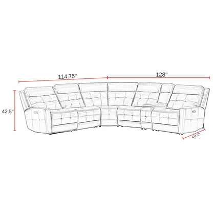Canterbury - Acorn 6 Piece Zero Gravity Modular Power Reclining Sectional
