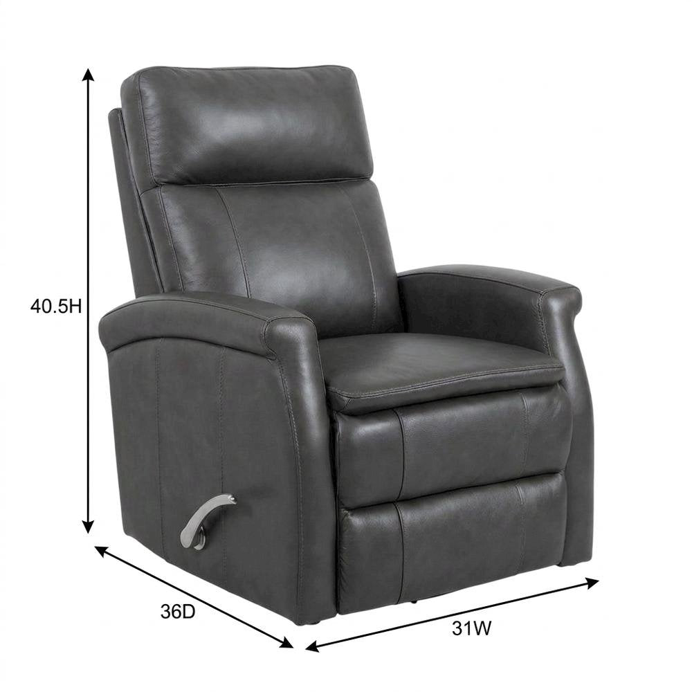 Contemporary Warm Grey Swivel Glider Recliner with Comfortable Headrest