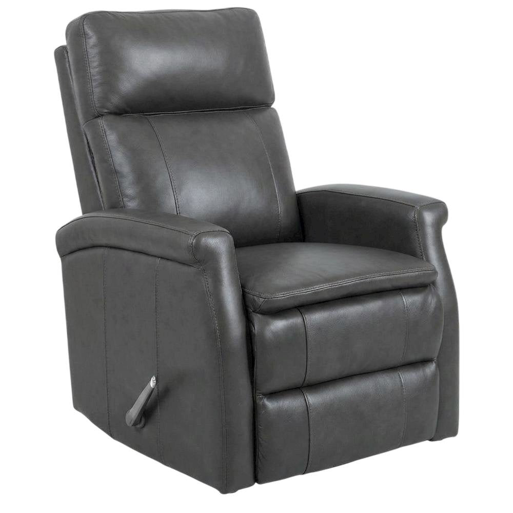 Contemporary Warm Grey Swivel Glider Recliner with Comfortable Headrest