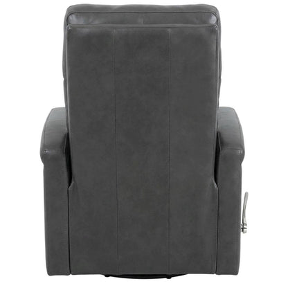 Contemporary Warm Grey Swivel Glider Recliner with Comfortable Headrest