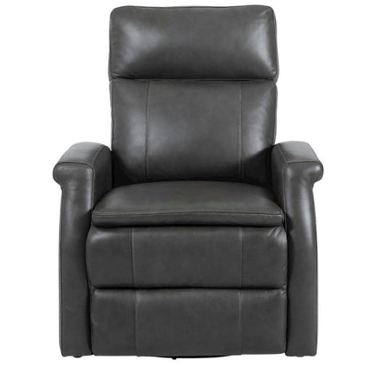 Contemporary Warm Grey Swivel Glider Recliner with Comfortable Headrest