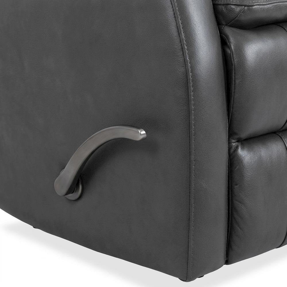 Contemporary Warm Grey Swivel Glider Recliner with Comfortable Headrest