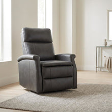 Contemporary Warm Grey Swivel Glider Recliner with Comfortable Headrest