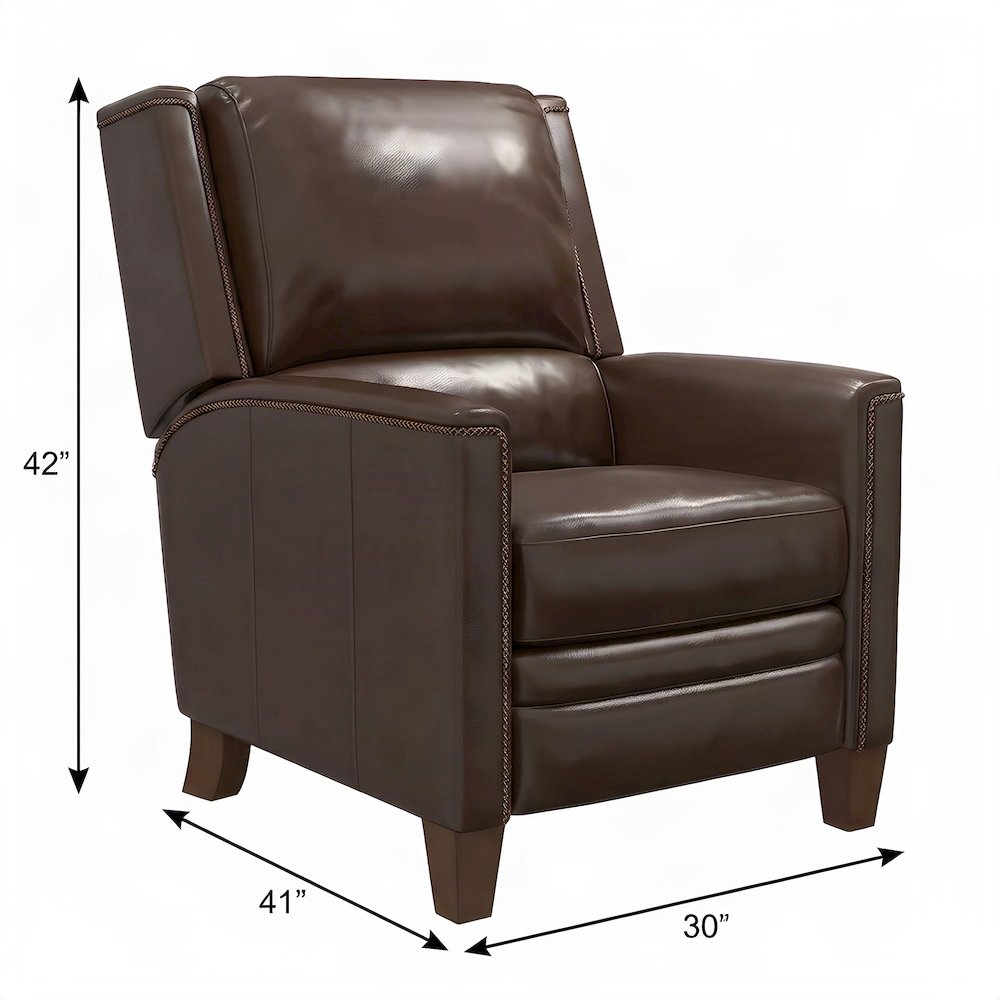 Top Grain Leather Manual Recliner Chairs, Lay-Flat, Set of 2, Brown