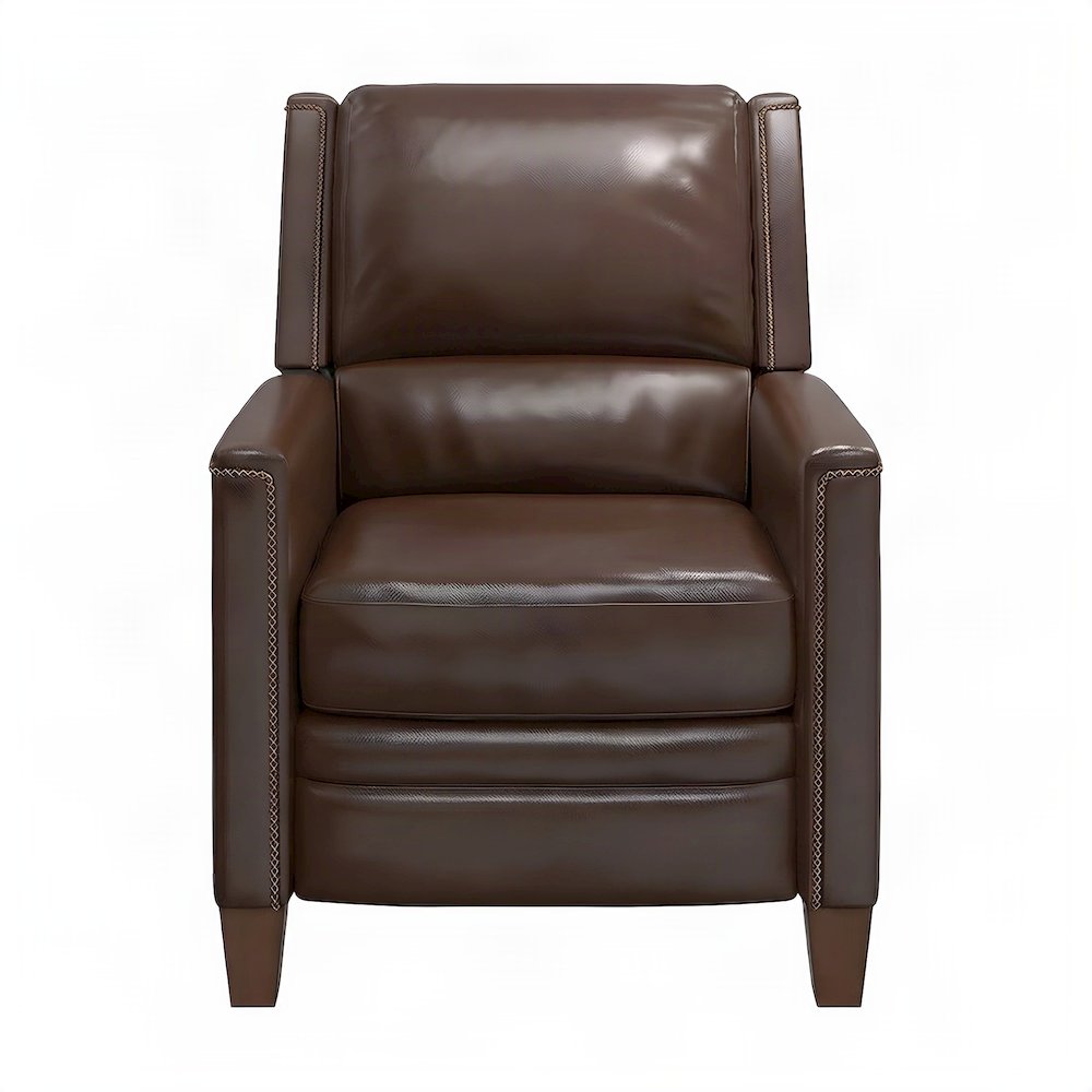 Top Grain Leather Manual Recliner Chairs, Lay-Flat, Set of 2, Brown