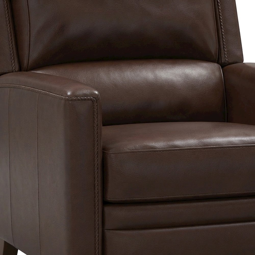 Top Grain Leather Manual Recliner Chairs, Lay-Flat, Set of 2, Brown
