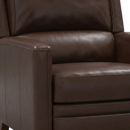 Top Grain Leather Manual Recliner Chairs, Lay-Flat, Set of 2, Brown