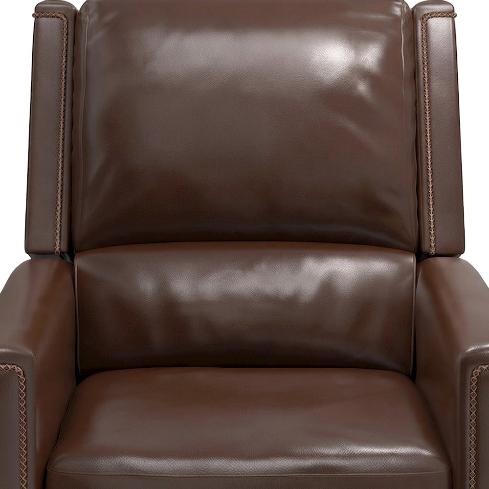 Top Grain Leather Manual Recliner Chairs, Lay-Flat, Set of 2, Brown