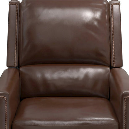 Top Grain Leather Manual Recliner Chairs, Lay-Flat, Set of 2, Brown
