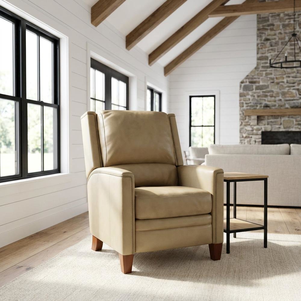 Brown Manual Recliner with Plush Seat and Classic American Style