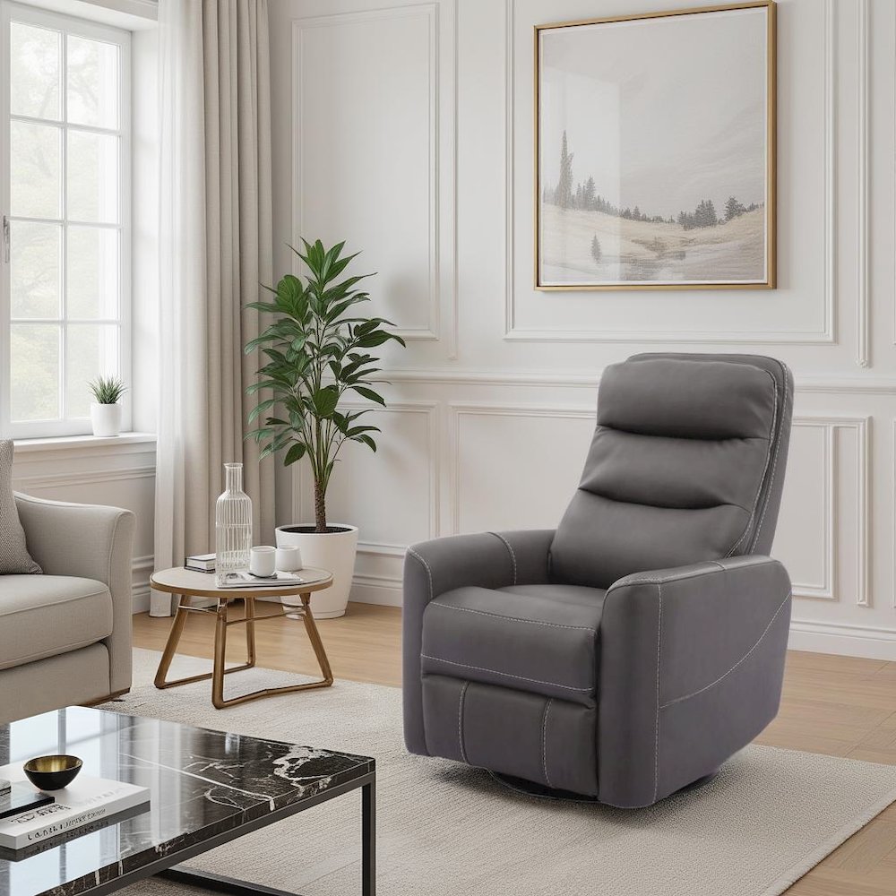 Haze Swivel Recliner Chair with Glider Base and Soft Fabric Comfort