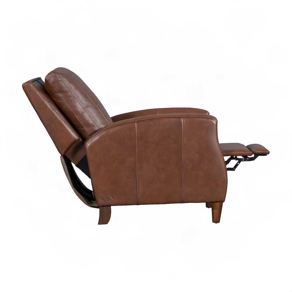 Top Grain Leather Manual Recliner Chair with Lay-Flat Pushback Design, Brown