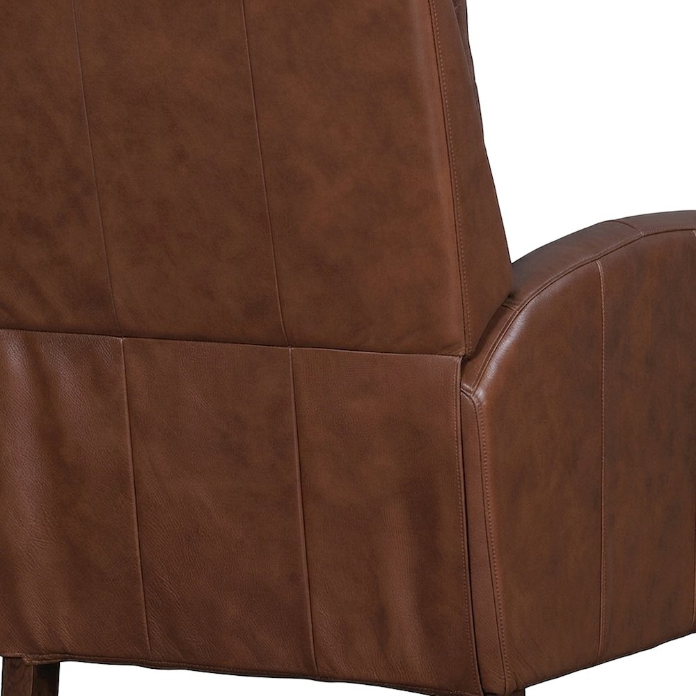 Top Grain Leather Manual Recliner Chair with Lay-Flat Pushback Design, Brown