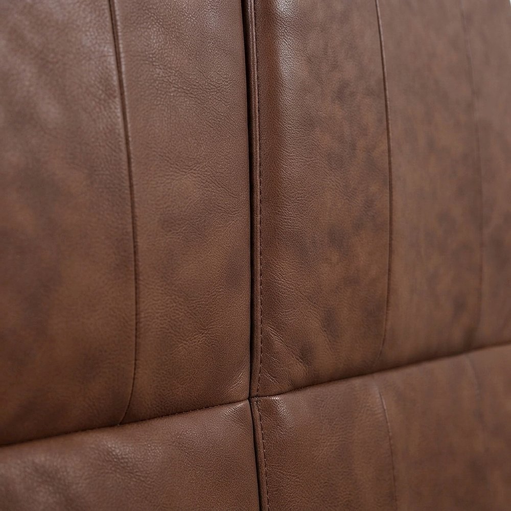 Top Grain Leather Manual Recliner Chair with Lay-Flat Pushback Design, Brown