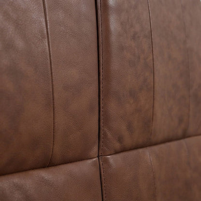 Top Grain Leather Manual Recliner Chair with Lay-Flat Pushback Design, Brown