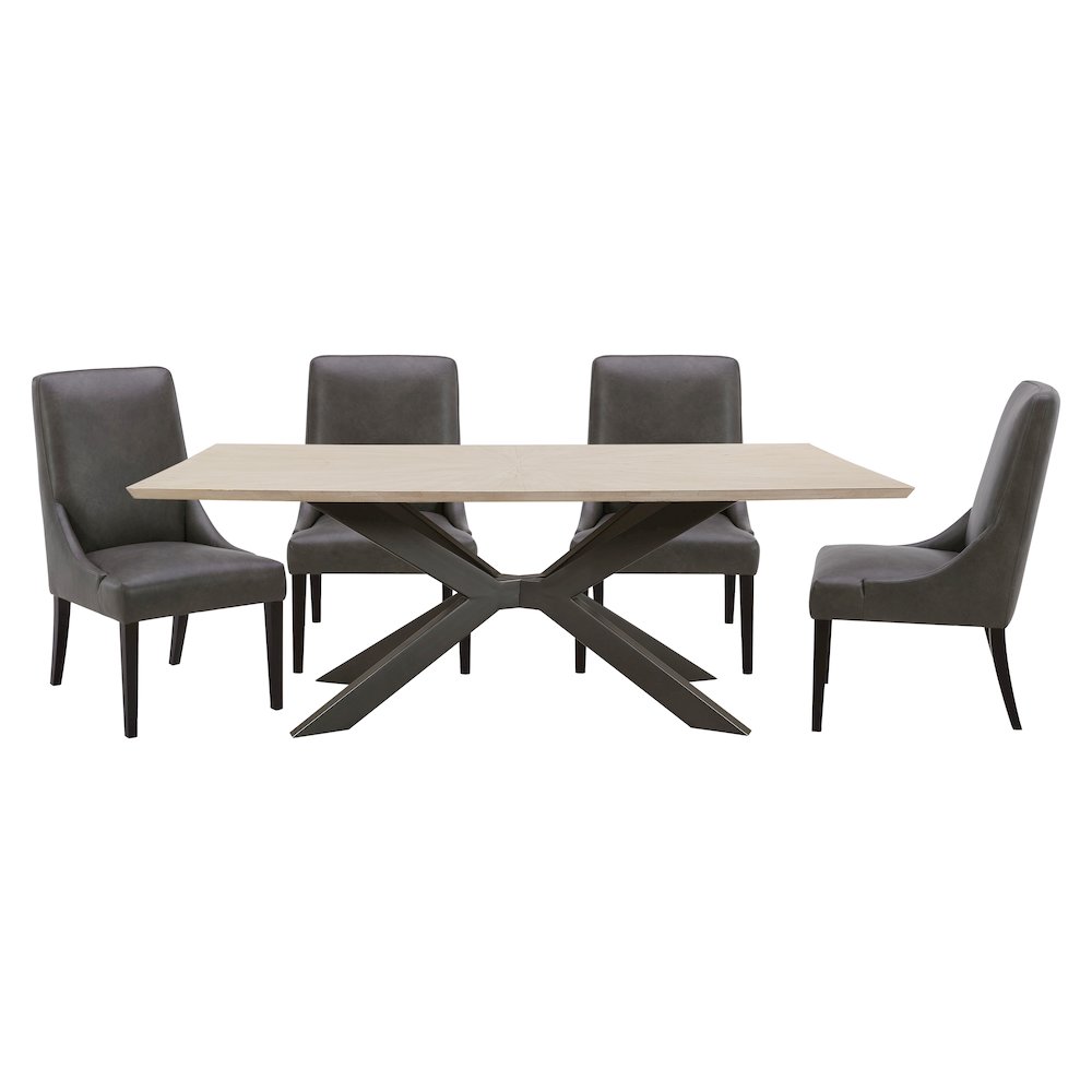 Monaco Dining 86 In. Rectangular Dining Table With 4 Upholstered Chairs