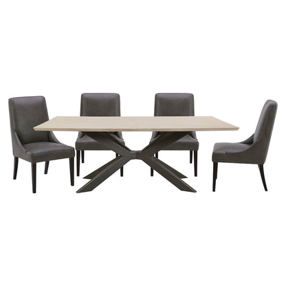Monaco Dining 86 In. Rectangular Dining Table With 4 Upholstered Chairs