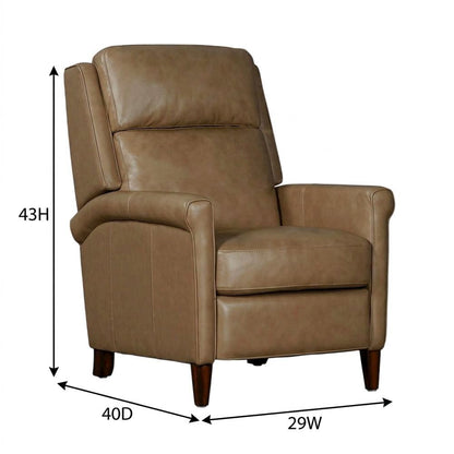 Cream Manual Recliner with Headrest in Traditional Design for Relaxation