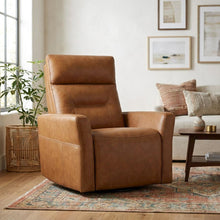 Vintage Caramel Power Swivel Recliner with Traditional Style and Plush Seat