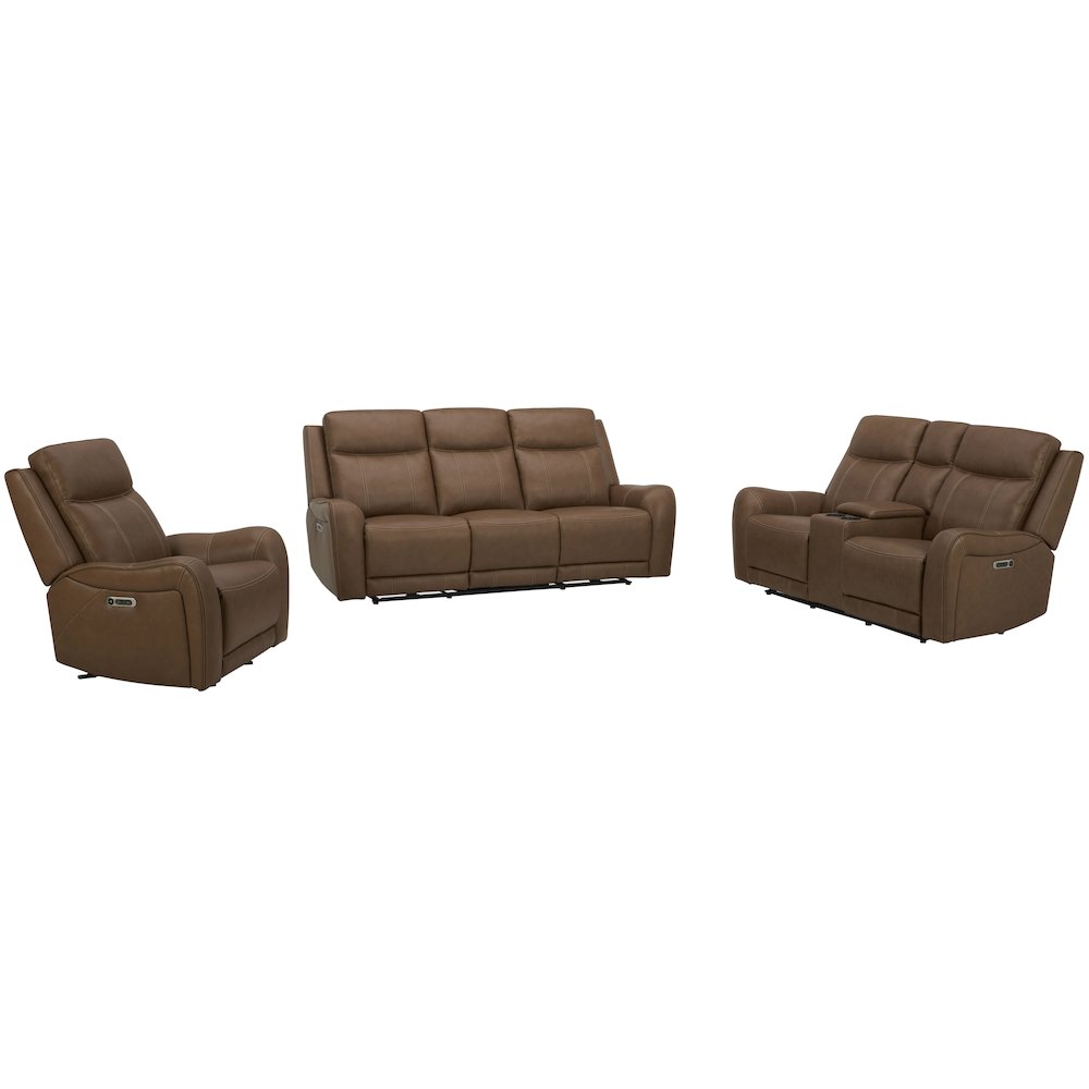 Haywood - Butternut Power Reclining Sofa Loveseat and Recliner