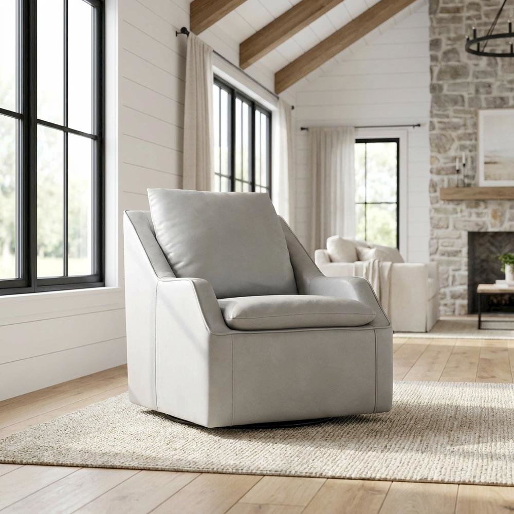 Grey Swivel Accent Chair with Traditional Design and Comfortable Seat