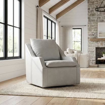 Grey Swivel Accent Chair with Traditional Design and Comfortable Seat