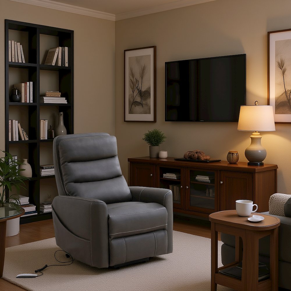 Gray Power Lift Chair with Articulating Headrest – Power Chair