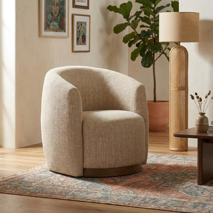 Beige Swivel Accent Chair with Traditional Style and Comfortable Seat