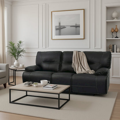 Black Reclining Sofa for RV Living Room, Power Recliner Couch Seating