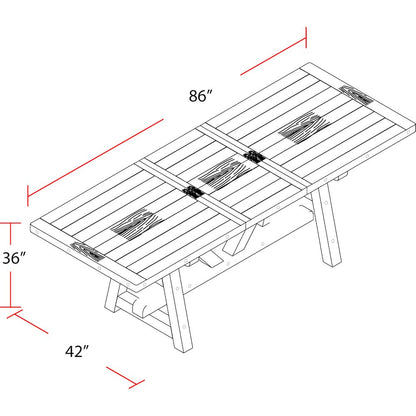 Lodge Dining Counter Height Extendable Dining Table