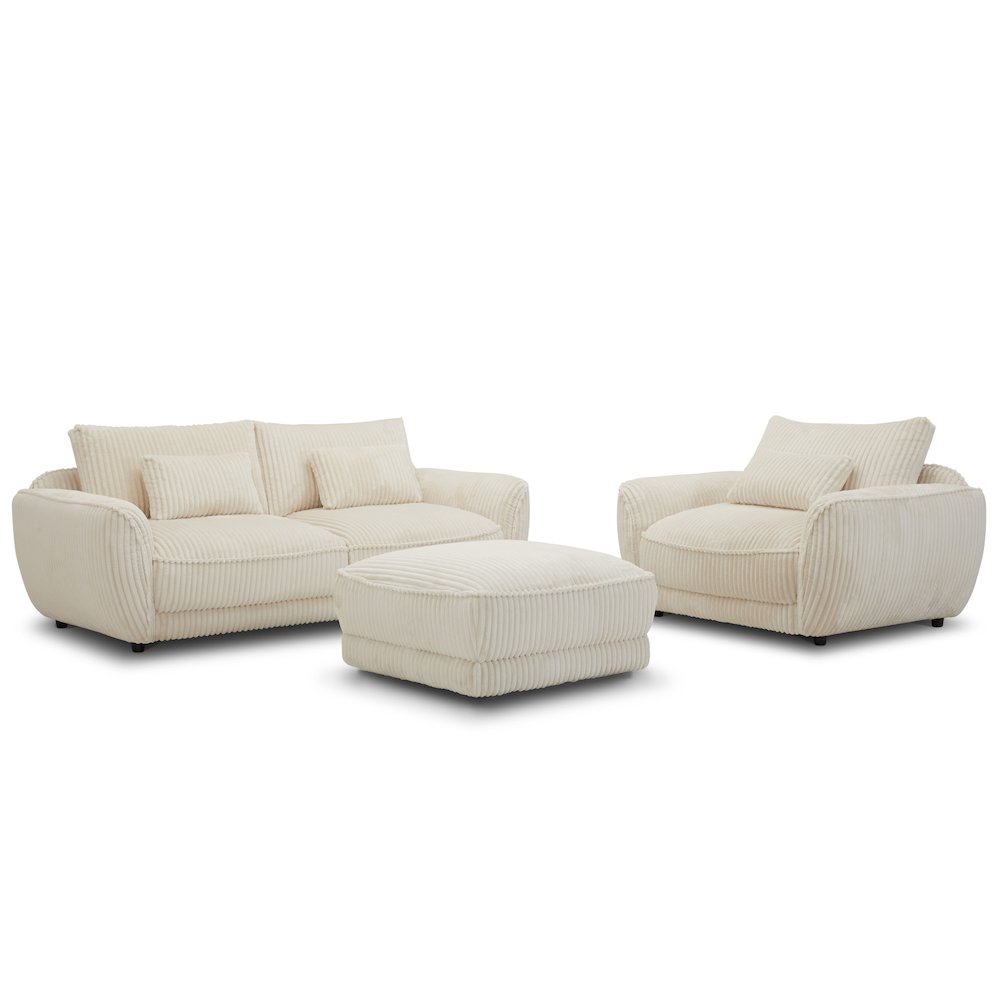 Utopia - Mega Ivory Ottoman with Casters