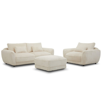Utopia - Mega Ivory Ottoman with Casters
