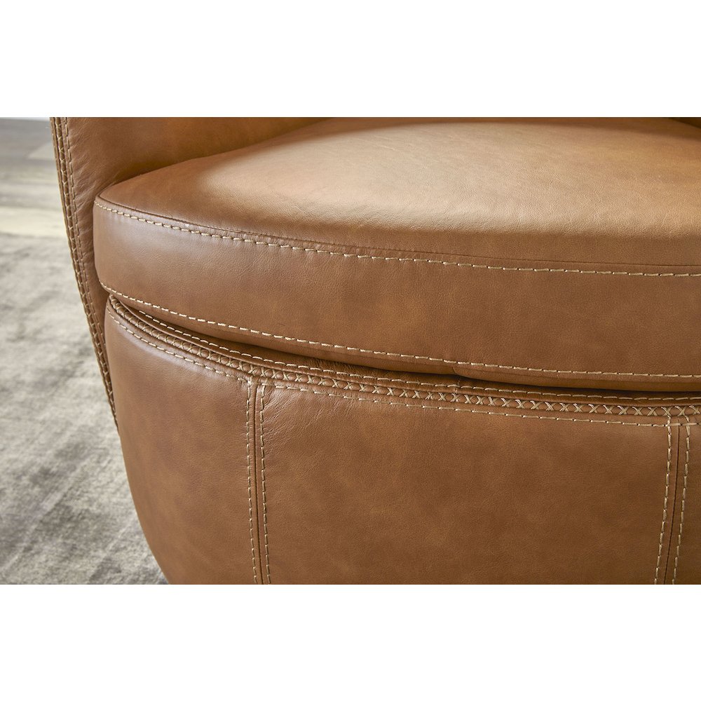 Barolo - Vintage Caramel 100% Italian Leather Swivel Club Chair Two Pack