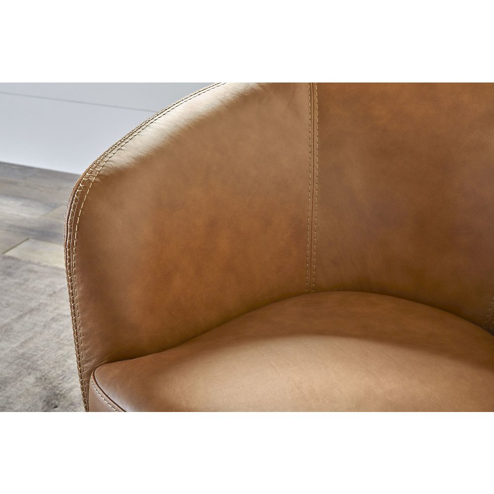 Barolo - Vintage Caramel 100% Italian Leather Swivel Club Chair Two Pack