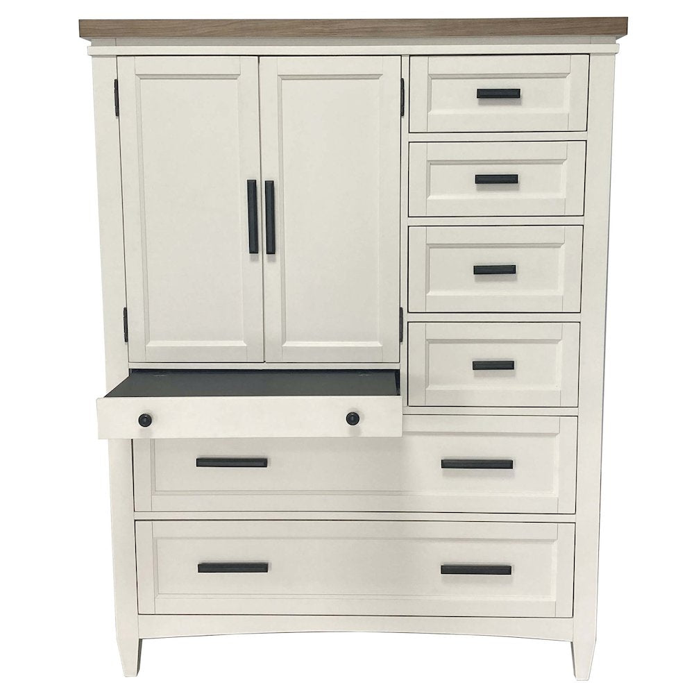 Modern Bedroom 7 Drawer Door Chest with Workstation