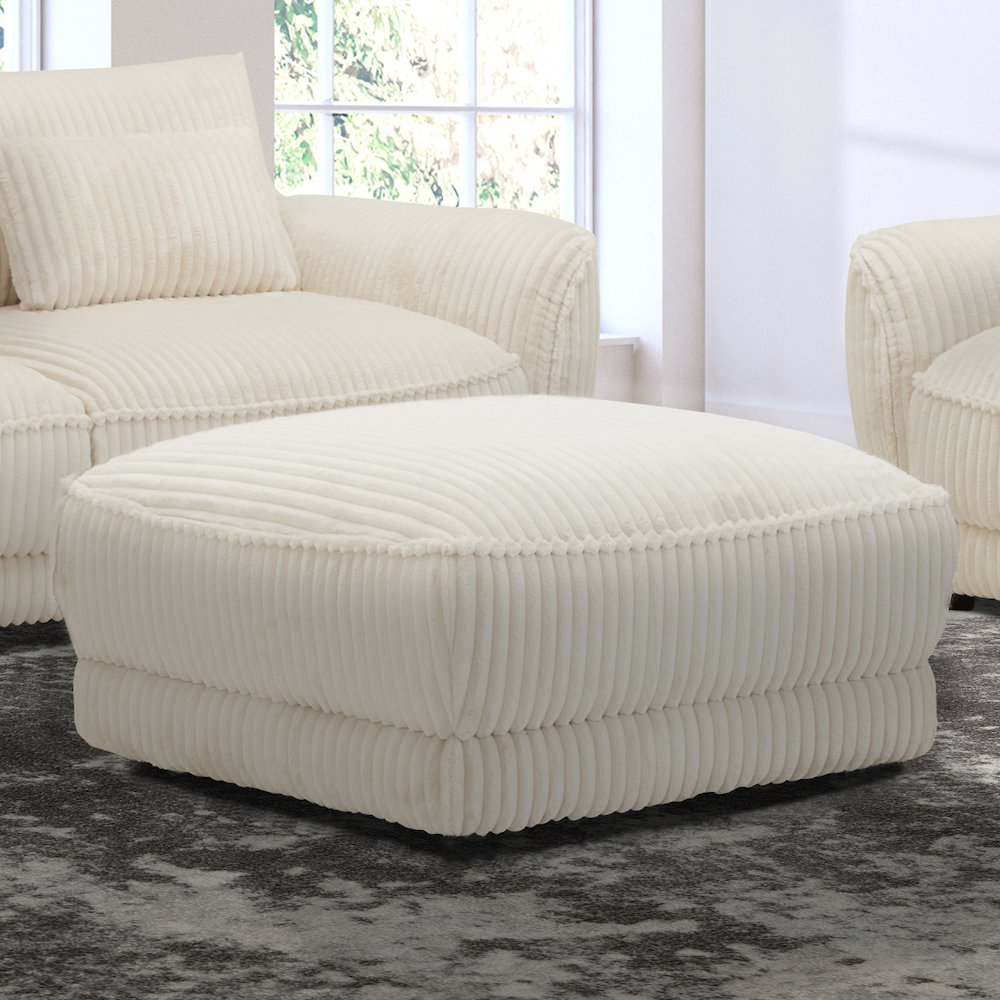Utopia - Mega Ivory Ottoman with Casters