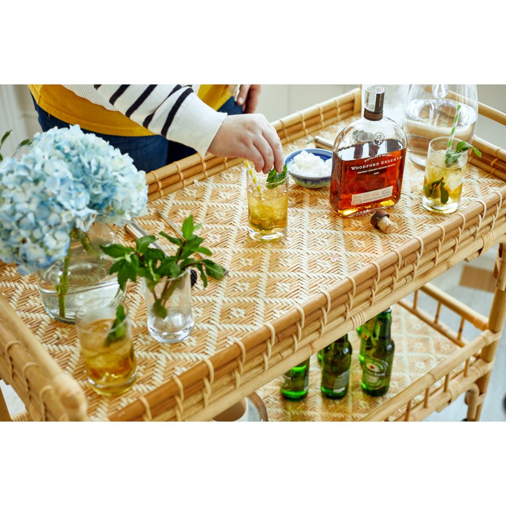 5 O'Clock Bar Cart In Natural Rattan Color