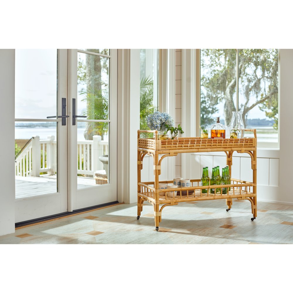 5 O'Clock Bar Cart In Natural Rattan Color
