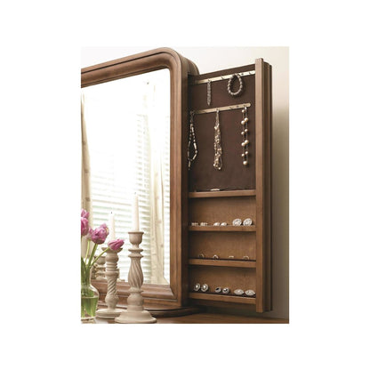 Vertical Storage Mirror In Cognac Color
