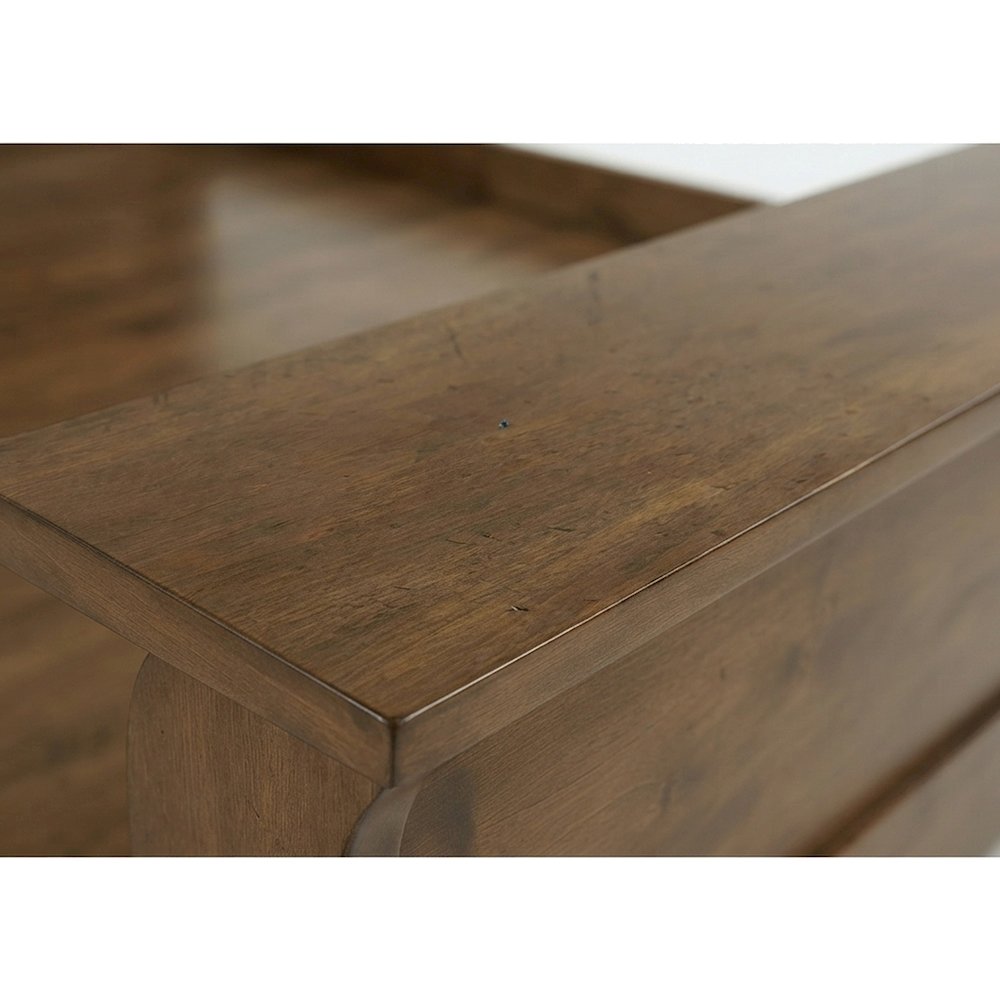 Alder Sleigh Bed with Curved Headboard and Footboard, King Bed Frame, Cognac