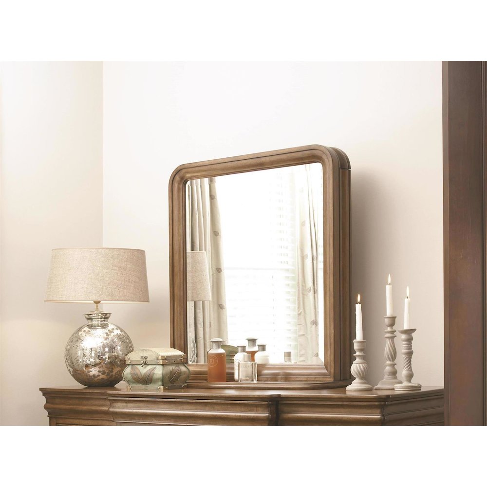 Vertical Storage Mirror In Cognac Color