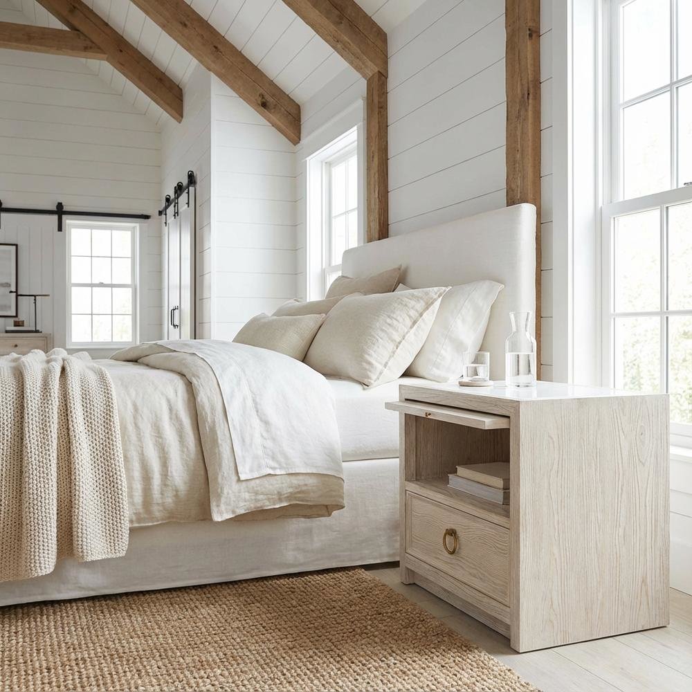 Sea Oat Drawer Nightstand with Distressed Finish and Stylish Design