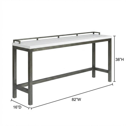 White Console Table with Stools for Bar Seating and Living Room Use