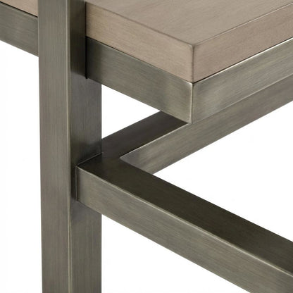 Gray Console Table with 3 Stools and Metal Frame for Living Room Use
