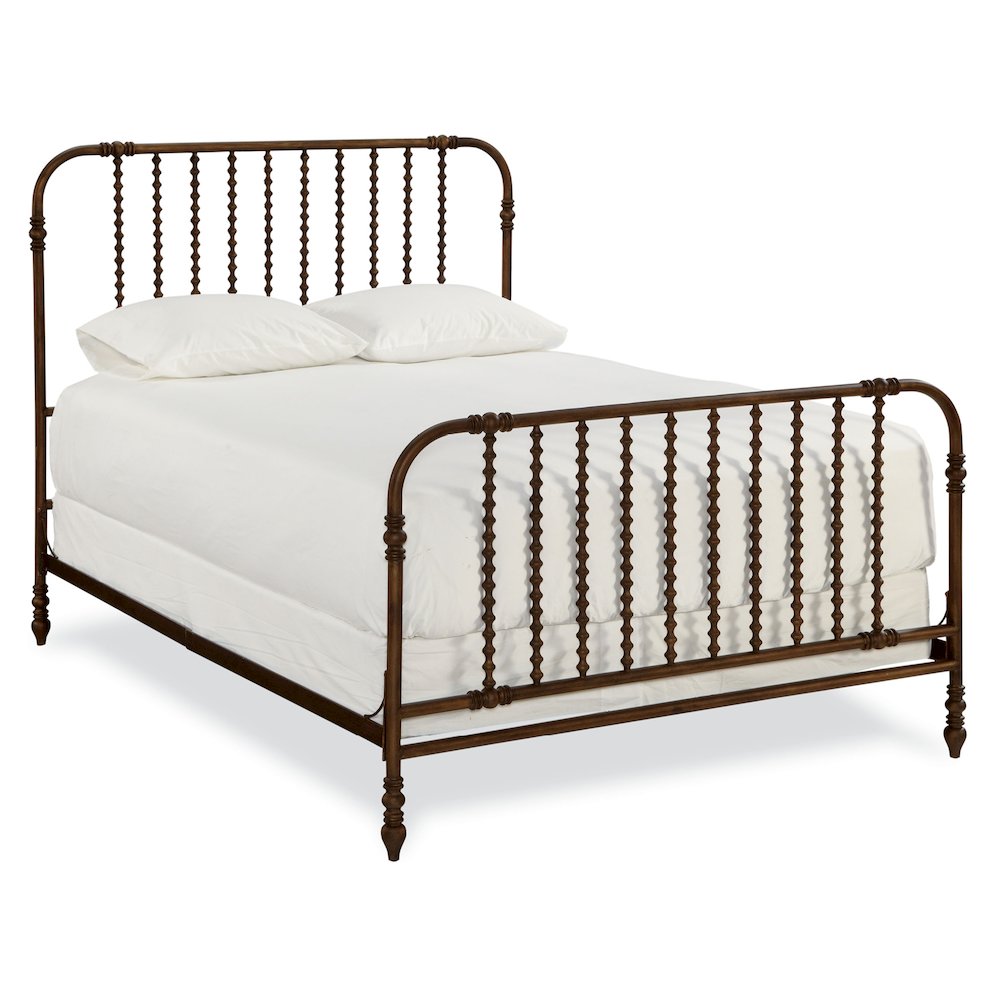 Metal Bed Frame – King Bed Frame in Brown Finish with Slatted Support