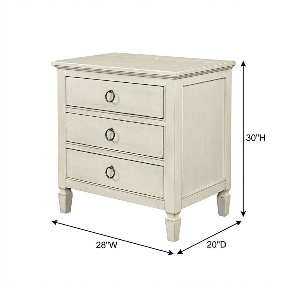Cotton Nightstand with Distressed Finish for Bedroom Decor