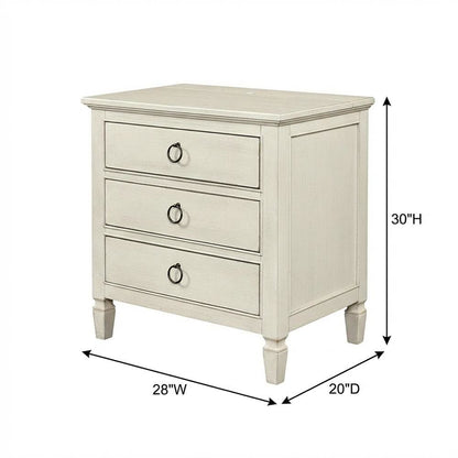 Cotton Nightstand with Distressed Finish for Bedroom Decor