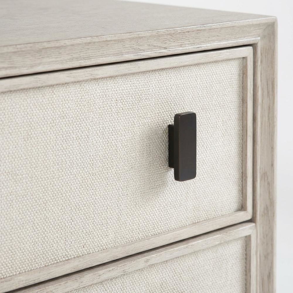 Rolling Fog-Colored Nightstand with Distressed Finish and Modern Style