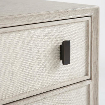 Rolling Fog-Colored Nightstand with Distressed Finish and Modern Style