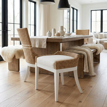 Sailcloth Dining Chair Pair with Distressed Finish for Stylish Dining Room